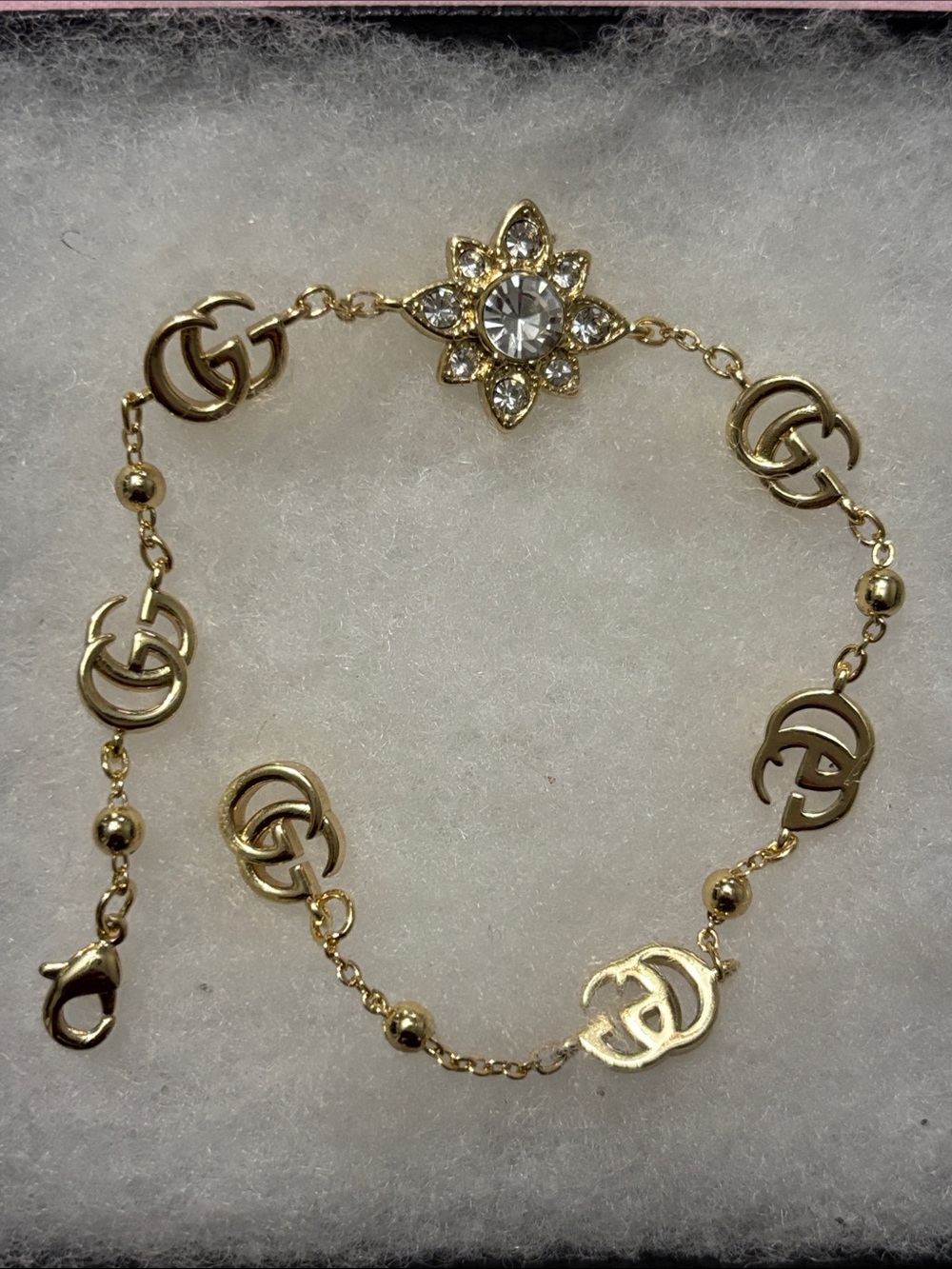 Danty GG Gold Floral Diamond Charm Bracelet